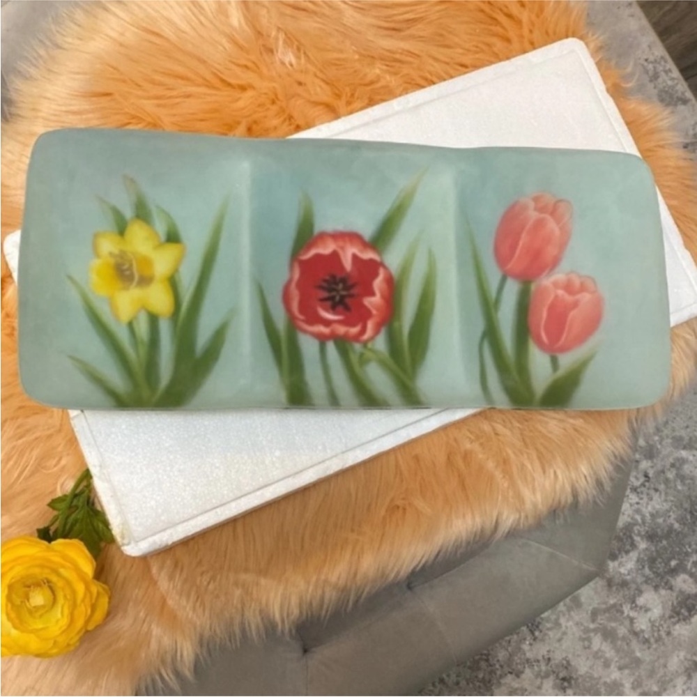 Serving Dish Floral Hand Painted Rectangle Sz LG NEW! FIRM PRICE 75% OFF